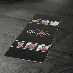 Esterilla De Yoga collage de fotos de personalizado guión en monogra