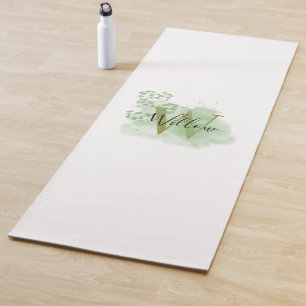 Esterilla De Yoga Color de agua verde personalizado e inicio floral