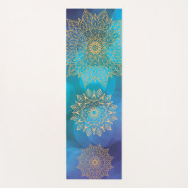 Esterilla De Yoga Color del agua azul Cosmic Boho Golden Mandala