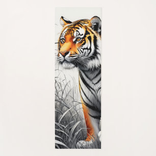 Esterilla De Yoga Color del arte del tigre Dibujo parcial blanco neg