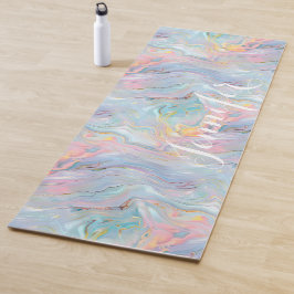 Esterilla De Yoga Colorful Pastel Holographic Marble Swirls