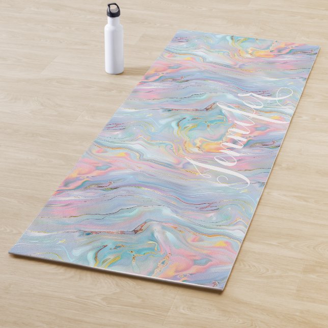 Esterilla De Yoga Colorful Pastel Holographic Marble Swirls (In situ)