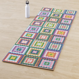 Esterilla De Yoga Colorful Retro Mid-Century Mid-Mod Crochet Blossom