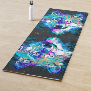 Esterilla De Yoga Colorida yoga mate de lobo   Gris Wolf Blue Yoga M