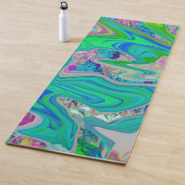 Esterilla De Yoga Colorido Lime Green Resumen Arte Retro Líquido