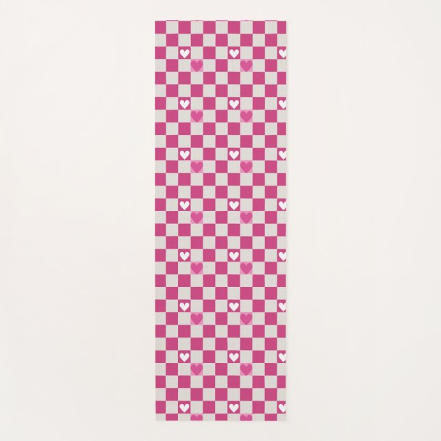 Esterilla De Yoga Comprobadores y corazones rosados (Anverso)