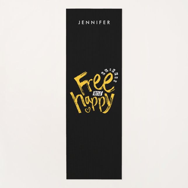 Esterilla De Yoga  Cool Gratis Y Feliz Typografía Manuscrita (Anverso)