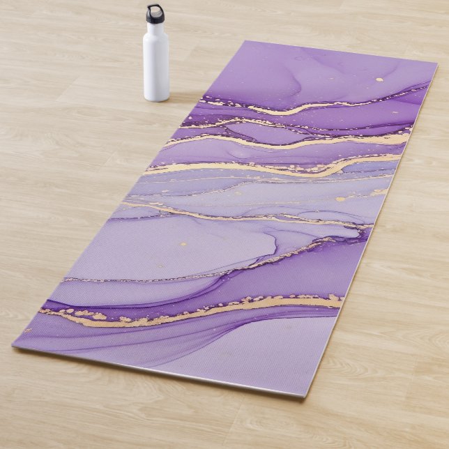 Esterilla De Yoga Cool Modern Purple Marble Gold Glitter  (In situ)