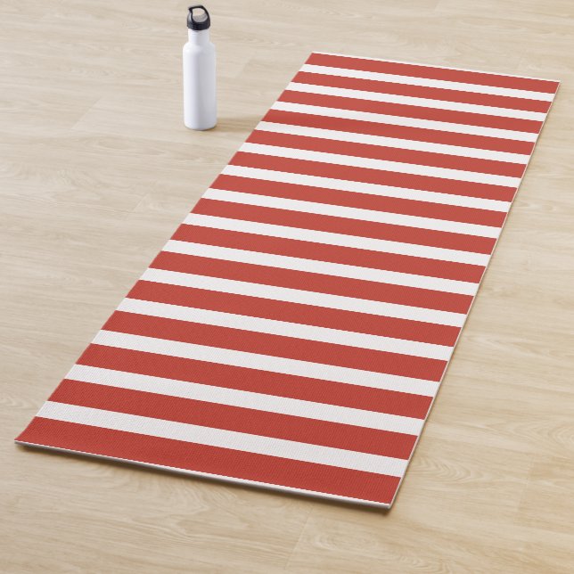 Esterilla De Yoga Cool retro red and white stripes  (In situ)