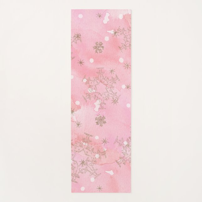 Esterilla De Yoga Copos de Navidad Rosados Patrón Boho (Anverso)