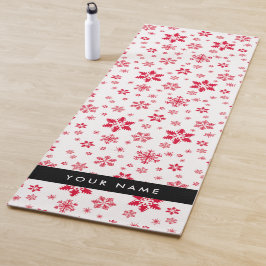 Esterilla De Yoga Copos de nieve rojos, tu nombre, personaliza
