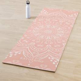 Esterilla De Yoga Coral Pink Beautiful Mandala Personalizado Boho