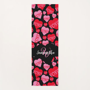 Esterilla De Yoga Corazones de patrón XOXO Amor Rojo Rosa Negro Mono