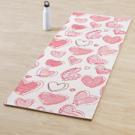 Esterilla De Yoga Corazones Doodle Sobre Blanco