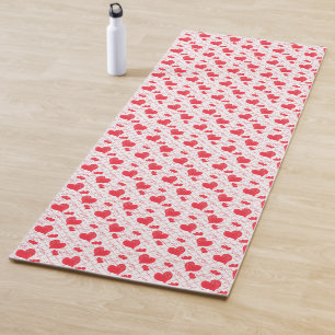 Esterilla De Yoga corazones rojos, texto, "te amo" .