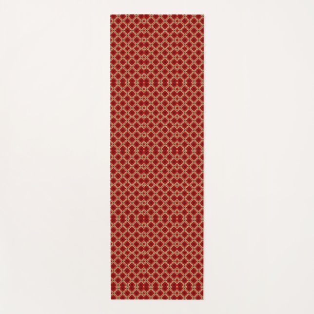 Esterilla De Yoga Corbata con patrón geométrico rojo mostrada vertic (Anverso)