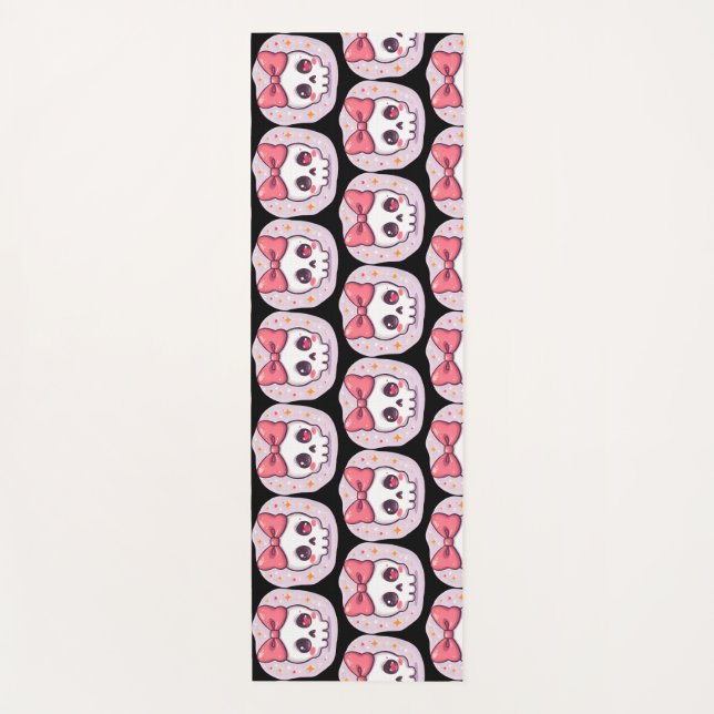 Esterilla De Yoga Cráneo de Goth Pastel con Lazo (Anverso)