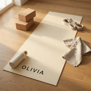 Esterilla De Yoga Crema de mantequilla personalizada con nombre pers