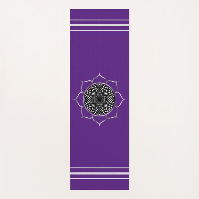Esterilla De Yoga Crown Chakra Mandala & Lotus en Royal Purple (Anverso)
