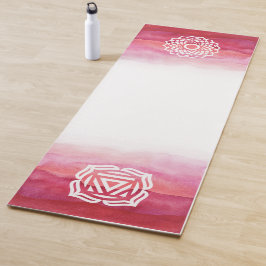 Esterilla De Yoga Crown y Root Chakra de color rosa y blanco