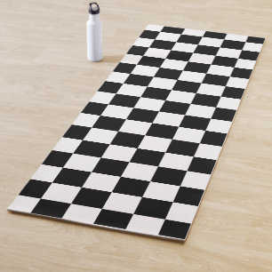 Esterilla De Yoga Cuadrados a cuadros geométricos en blanco y negro