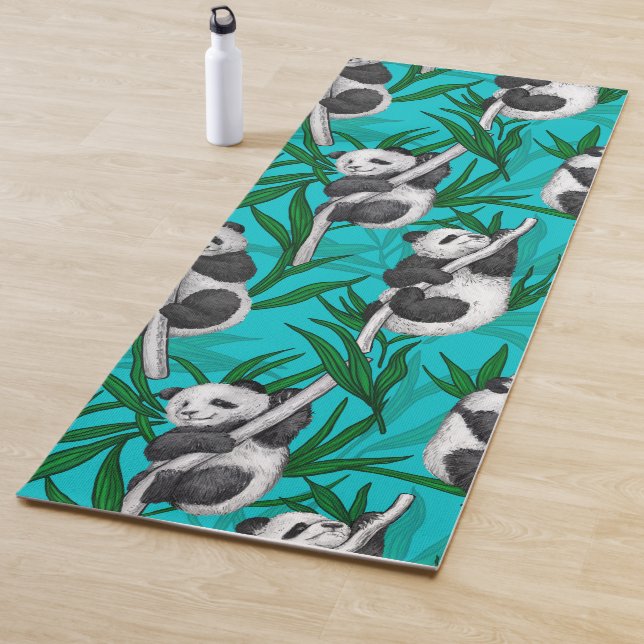 Esterilla De Yoga Cubos panda sobre turquesa (In situ)