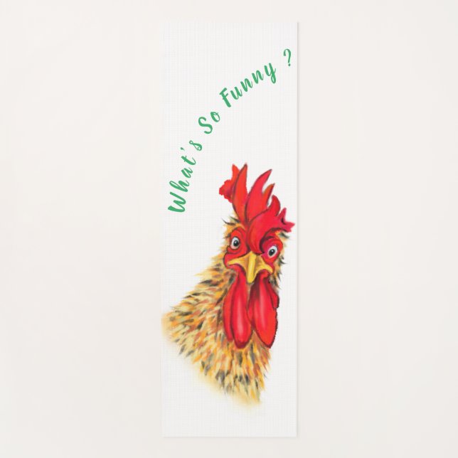 Esterilla De Yoga Curioso Rooster Curioso Sorprendido - Texto Person (Anverso)