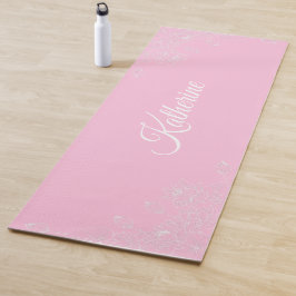 Esterilla De Yoga Custom Name Soft Pink Lotus Floral