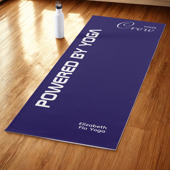 Esterilla De Yoga Custom Print Yoga Crew Dark Blue (Dark blue yoga mat on studio floor.)