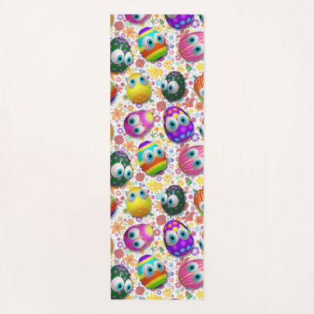 Esterilla De Yoga Cute and Funny Easter Eggs Cartoon (Anverso)