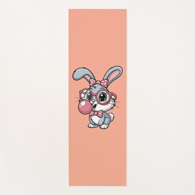 Esterilla De Yoga Cute Bunny with Glasses Blowing Bubble Gum (Anverso)