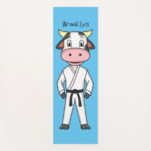 Esterilla De Yoga Cute cow in kung fu suit cartoon 