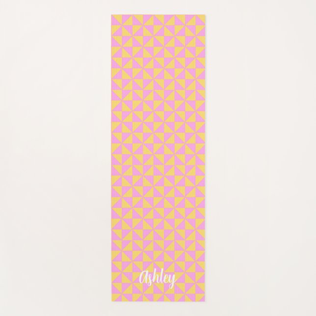 Esterilla De Yoga cute orange pink retro geometric design (Anverso)