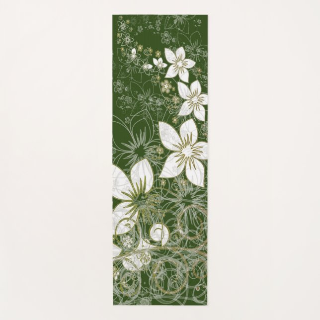 Esterilla De Yoga Dainty Floral Scroll on Green (Anverso)
