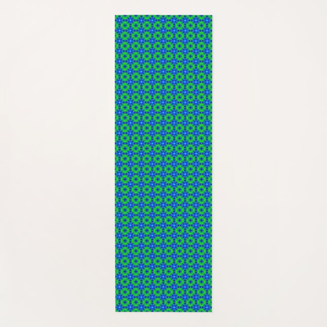 Esterilla De Yoga Daisies retro en verde azul (Anverso)