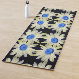 Esterilla De Yoga Daisy Flower Blue Center Gotas de lluvia resumen