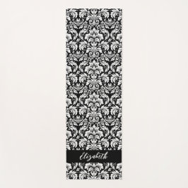 Esterilla De Yoga Damasco blanco negro elegante