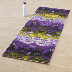 Esterilla De Yoga Damasco de dragón no binario - Bandera de orgullo