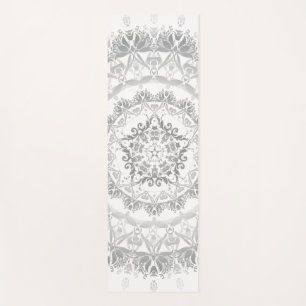 Esterilla De Yoga Damasco de Flora Blanca Gris Mandala