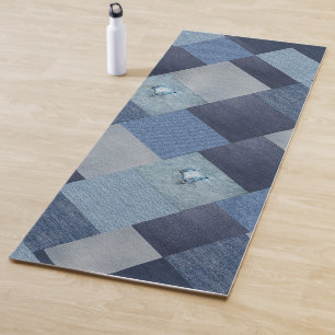 Esterilla De Yoga Denim Patchwork Blue Fabric