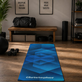 Esterilla De Yoga Deportes de nombre geométrico azul moderno