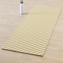 Esterilla De Yoga Diagonal golden yellow and white stripes pattern
