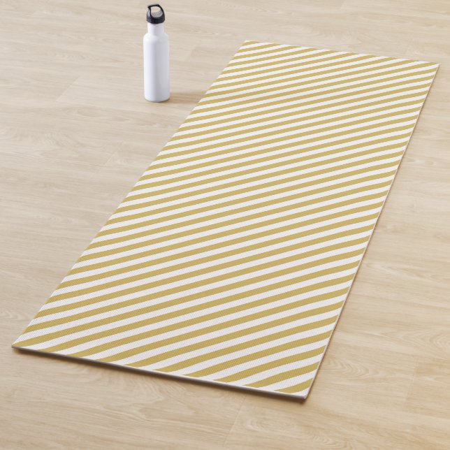 Esterilla De Yoga Diagonal golden yellow and white stripes pattern (In situ)