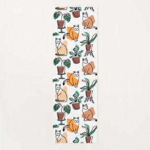 Esterilla De Yoga Dibujo en línea de gatos y flores