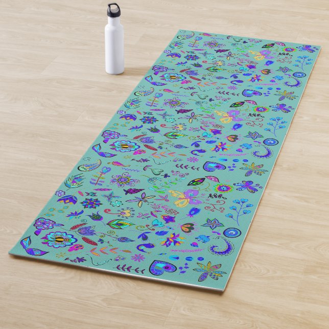 Esterilla De Yoga Dibujos de flores boho reversibles (In situ)