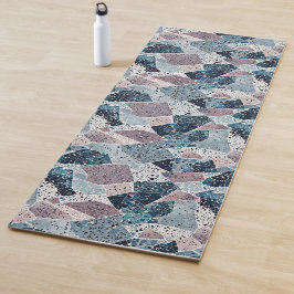Esterilla De Yoga Diseño abstracto de terrazzo azul y malva