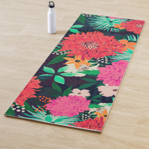 Esterilla De Yoga Diseño azul-Marina de pintura floral vibrante Bon
