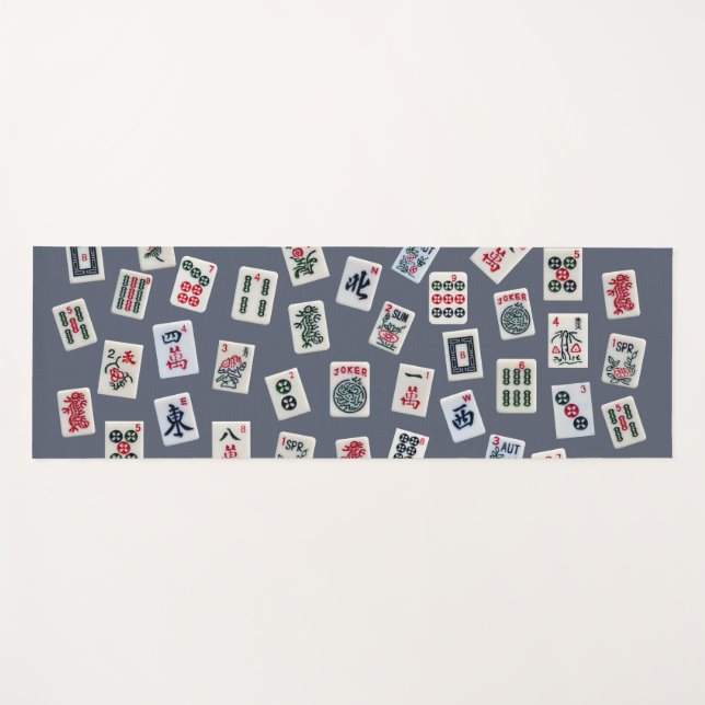 Esterilla De Yoga Diseño de baldosas MahJongg en azul oscuro  (Anverso (horizontal))