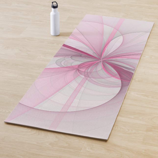 Esterilla De Yoga Diseño de fractal gris rosa claro abstracto modern (In situ)