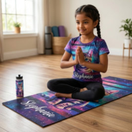 Esterilla De Yoga Diseño de gato lindo y nombre personalizado
